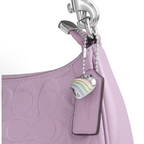 NWT！COACH Teri Shoulder Bag In Signature Leather With Heart Charm - Picture 5 of 8